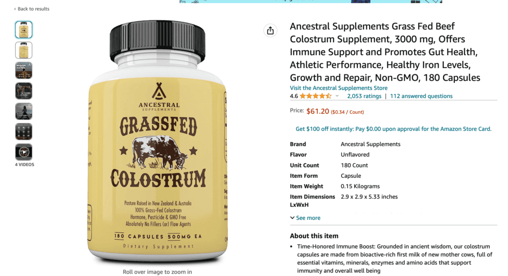 best colostrum supplement screenshot